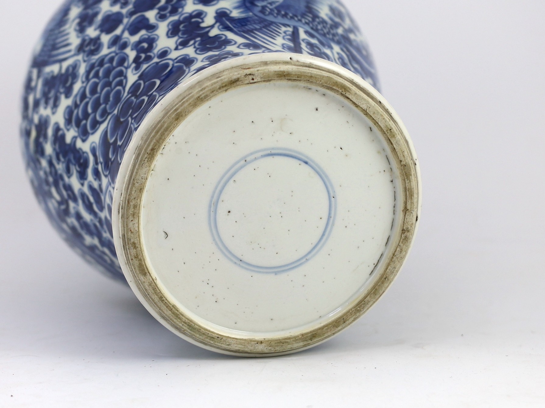 A Chinese blue and white ‘phoenix’ vase, Kangxi period, 34.5cm high